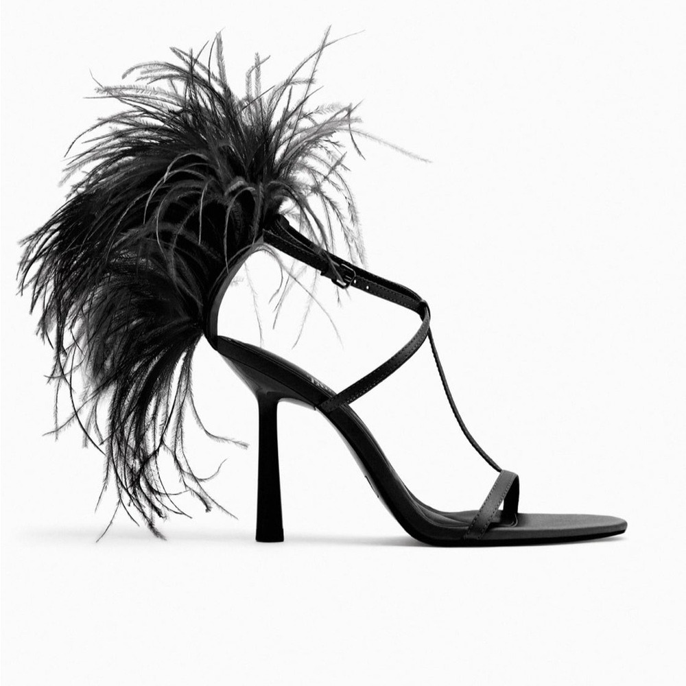 Zara feathered heeled sandals - Picture 4 of 7